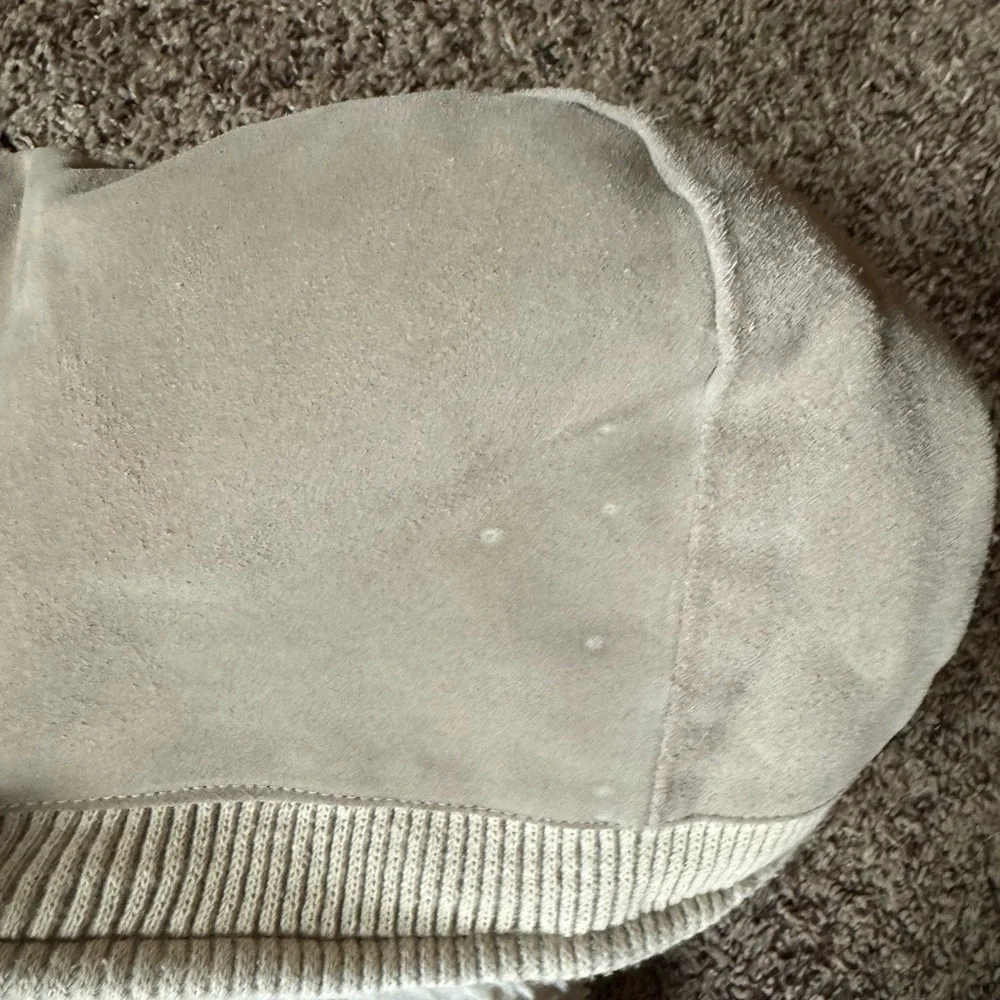 Vintage William Barry tan suede hoodie jacket with Sherpa lining Size 42 Long